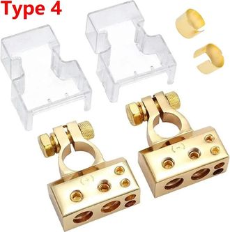 OEM Kit De Conectores Para Terminales De Bater&iacute;a De Autom&oacute;vil (par), 2/4/8/10 Awg, Audio, Positivo Y Negativo, Con Almohadillas Protectoras Transparentes