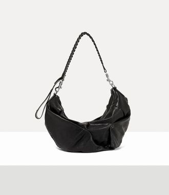 Vivienne Westwood Agnes Medium Shoulder Bag Supple Leather Black-dark-silver
