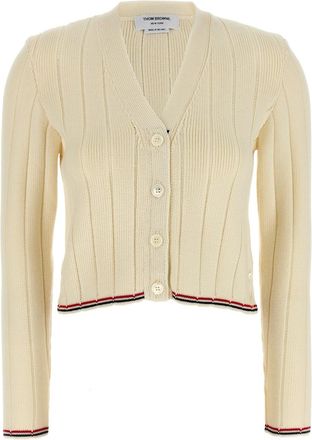 Thom Browne White Ladder Full Needle Rib Stitch cardigan
