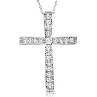 Pompeii3 1/3Ct Round Cut Diamond Cross Pendant 10k White or Yellow Gold Necklace 1 Tall