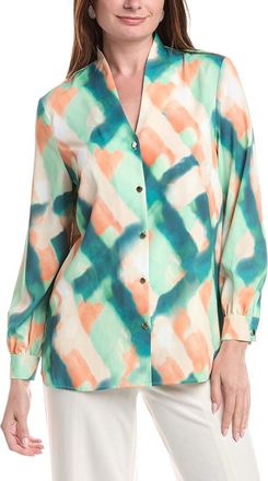 Misook Misook Abstract Print Crepe De Chine Blouse