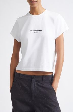 Alexander Wang Shrunken Cotton Logo T-Shirt in White at Nordstrom, Size X-Small
