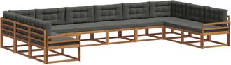 vidaXL Conjunto De Sof&aacute;s De Exterior 10 Uds. Natural Y Antracita Vidaxl