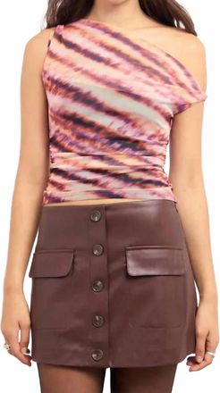 Minkpink Liv Mesh Asymmetrical Top In Blurred Stripe