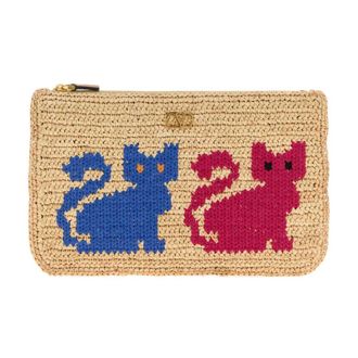 Valentino Garavani Clutches, female, Beige, Size: ONE SIZE Raffia VLogo Signature Clutch