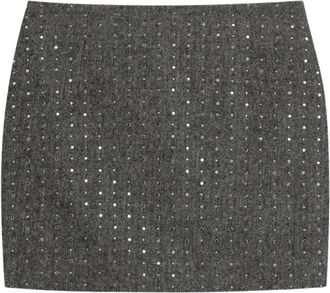 A Paper Kid Rokken, Dames, Grijs, M, Wol, Minirok in geweven stof met micro-studs