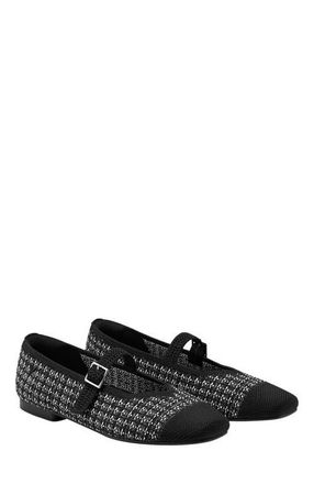 Vivaia Margot Mary-Jane Square-Toe Ballet Flats in Black Tweed at Nordstrom, Size 8.5