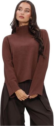 Minus Mslupi Gebreide Pullover met Hoge Hals - Dames - Truien - Bruin - Maat: XS