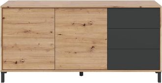 Home Heavenly Aparador buffet 2 puertas 3 cajones en roble nodi y antracita