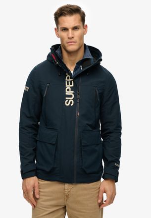 Superdry Outdoorjacke SUPERDRY HOOD ULTIMATE EMB WINDBREAKER, Herren, Gr. XXL, blau (eclipse navy), Web, Obermaterial: 100% Polyester, unifarben mit Farbeinsat