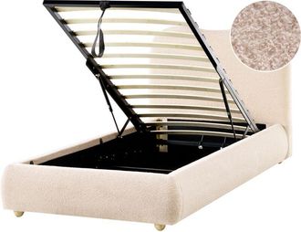 Beliani Cama Con Almacenaje Minimalista Moderna 90 X 200 Cm Tapizado Boucl&eacute; Beige Claro Blagnac