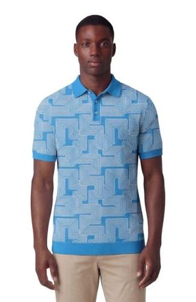 Lords of Harlech Inter Twine Mens Merino Silk Cashmere Polo in Inter Twine Blue at Nordstrom, Size Xx-Large