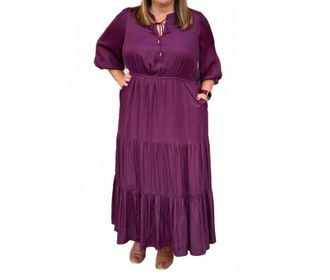 Skies Are Blue Clothing Emery Ruffle Tiered Maxi Dress - Plus In Plum