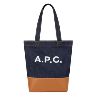 A.P.C. A.p.c., Tassen, Dames, Blauw, ONE Size, Katoen, Tote Bag met Logo