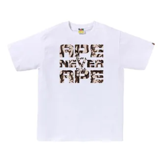 A Bathing Ape Trial Camo Asnka T-Shirt White Beige 1L30-110-036-WHTBGE