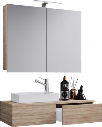 ebuy24 Ebuy24 - Set Vcm De 3 Piezas Lavander&iacute;a Wc Ba&ntilde;o Para Hu&eacute;spedes Lavabo Muebles De Ba&ntilde;o Juego De Ba&ntilde;o - Gudas Sc (sonoma Oak (s&auml;gerau))