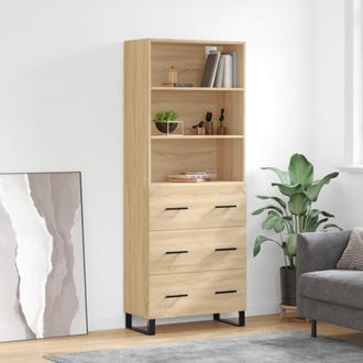 vidaXL Vidaxl - Aparador Alto Madera Contrachapada Color Roble 69,5x34x180 Cm