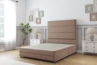 Sloomy Monaco Plush Divan Base 2 Drawers -26 Headboard & 12 Footboard in Taupe | Size: Small Double