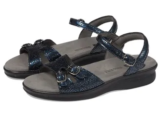 SAS Duo Adjustable Comfort Sandal Womens Shoes Navy Perla : 10.5 WW - Double Wide (D), Leather
