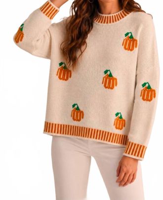 Lovlov Pumpkin Crewneck Sweater In Cream