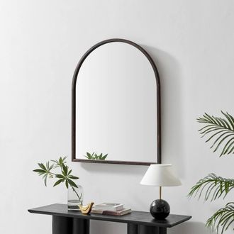 Furniturebox Valerie Walnut Wood Medium 110x80cm Overmantle Arch Mirror | Size: 110x80 cm