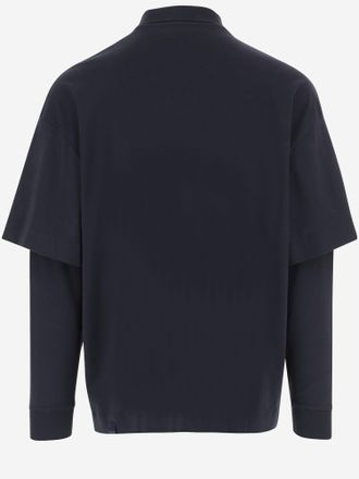 Darkpark Layered-Sleeve Cotton Polo Shirt - Navy