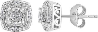 Effy Sterling Silver Pavé Diamond Cushion Stud Earrings - 0.09 ctw in White at Nordstrom Rack