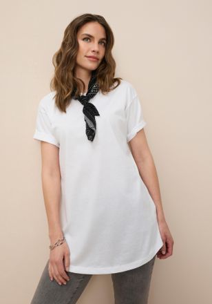 Tamaris Oversize-Shirt TAMARIS, Damen, Gr. 36/38, weiss (wei&szlig;), Jersey, Obermaterial: 100% Baumwolle, Basic, weit Po-bedeckend, Rundhals, Shirts Oversize-Shir