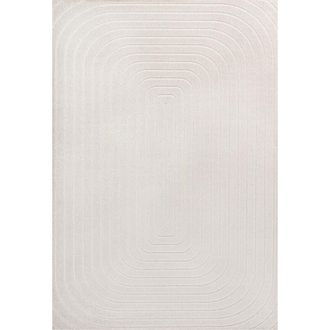 Jonathan Y Designs Freya Modern Scandinavian Arch Stripe Monotone High-Low Area Rug in Ivory at Nordstrom, Size 2Ft 0In X 8Ft 0In
