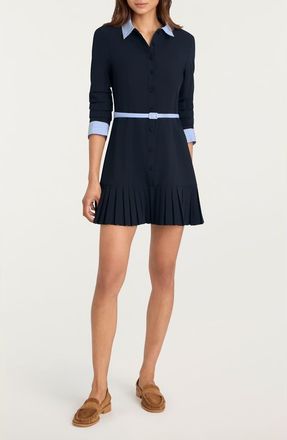 Cinq &agrave; Sept Lucilla Belted Shirtdress in Navy/Blue Stripe at Nordstrom, Size 10