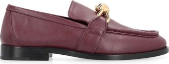 Bottega Veneta Schoenen, Dames, Rood, 36 EU, Leer, Metal Horsebit Modderleren Loafers