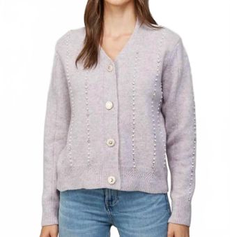 Fate Jewel Button Down Cardigan In Lavender