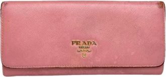 Prada Pre-owned Vintage Wallet - Dames - Vintage Accessoires - Roze - ONE Size - Leer - Vintage