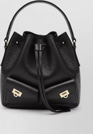 Ferragamo bucket bag textured leather top handle hardware