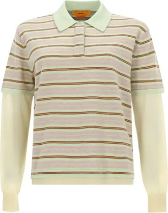 Guest In Residence Layered Stripe Cashmere Polo - Green