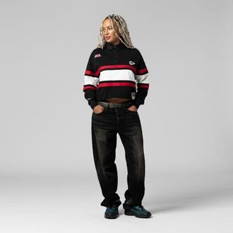 Mitchell & Ness Womens Mitchell & Ness Black Kansas City Chiefs Cropped Long Sleeve Rugby Polo at Nordstrom, Size Xx-Large