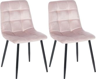 Clp Set de 2 sillas con patas de metal y asiento en Terciopelo Rosado