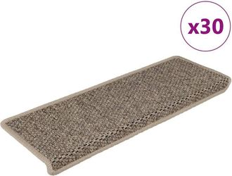 vidaXL Tappeti Adesivi Scale Aspetto Sisal 30 pz 65x21x4cm Beige Scuro - Vidaxl