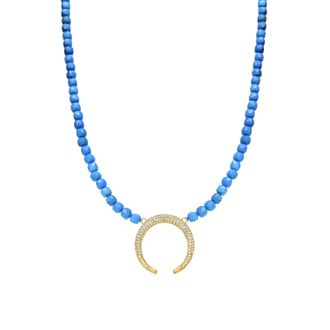 Luxenter ketting in 925 sterling zilver en turquoise afwerking in 18 karaat geel goud - Wasa