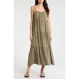 Splendid Maven Leaf Print Maxi Dress in Soft Green at Nordstrom, Size X-Large