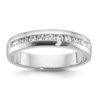 Diamond2Deal 14k White Gold Lab Grown Diamond 9-Stone Band Ring 1/4Ct Clarity- VS Color- G-H