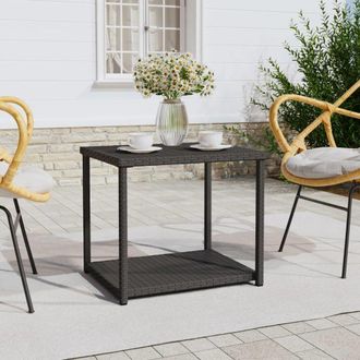 vidaXL Side Table Black 21.7x17.7x19.3 Poly Rattan