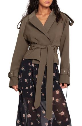 Belle & Bloom Fast Car Crop Trench Coat in Military at Nordstrom, Size Small