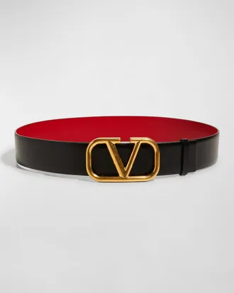Valentino Garavani VLogo Leather Belt, 40mm