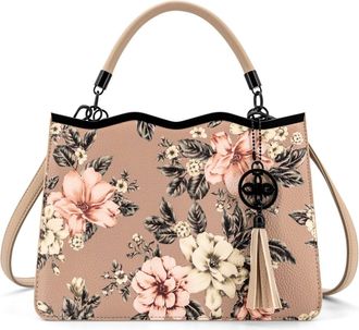 Like Dreams Womens Violette Floral Print Crossbody Satchel Bag In Beige