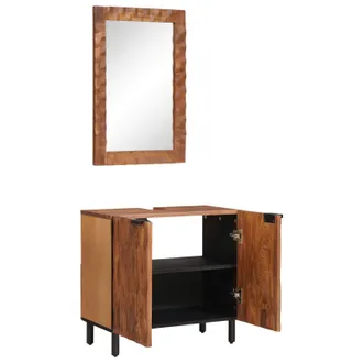 vidaXL Juegos De Ba&ntilde;o Con Almacenamiento 2 Pcs Madera De Acacia Marr&oacute;n Vidaxl