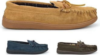 Generic Mens Moccasin Slippers Size 6 Boys Slippers Moccasin Slipper Mens Moccasins Boys Moccasins Real Leather Suede Genuine Suede Leather Rubber Sole Sand/B