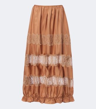 Ulla Johnson Gonna lunga Chantal in seta con pizzo