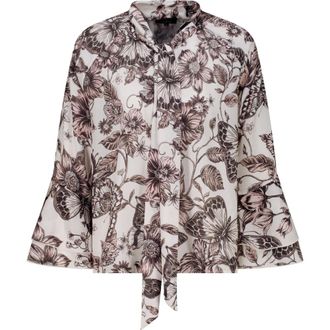 Monari Overhemden, Dames, Beige, L, Georgette Blouse met Volants