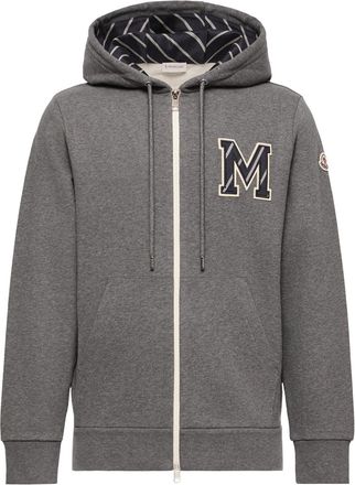 Moncler Moncler Monogram Cotton Zip-up Hoodie, Men, Grey, Size: 3xl